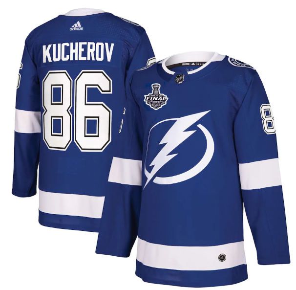 Men's Tampa Bay Lightning #86 Nikita Kucherov 2021 Blue Stanley Cup Final Bound Stitched Jersey Men's Tampa Bay Lightning #86 Nikita Kucherov 2021 Blue Stanley Cup Final Bound Stitched Jersey